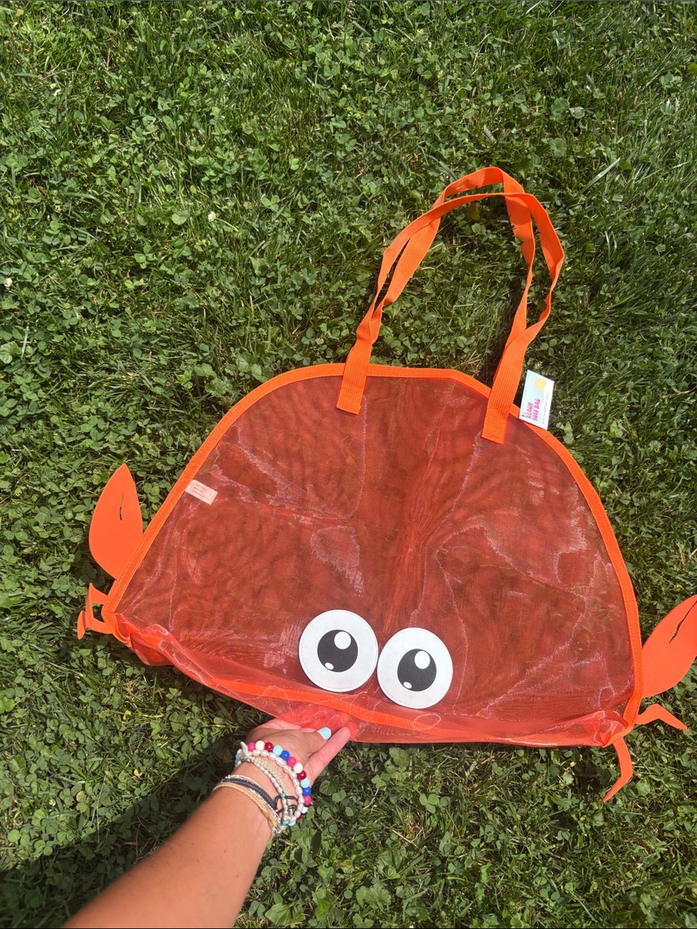 Cute Orange Crab Mesh Tote Bag with Eyes